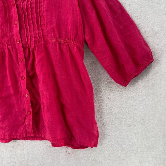 Chicos Tunic Shirt Top Womens 3X Pink Linen V Neck 3/4 Sleeve Babydoll Peplum 3X - Picture 5 of 12